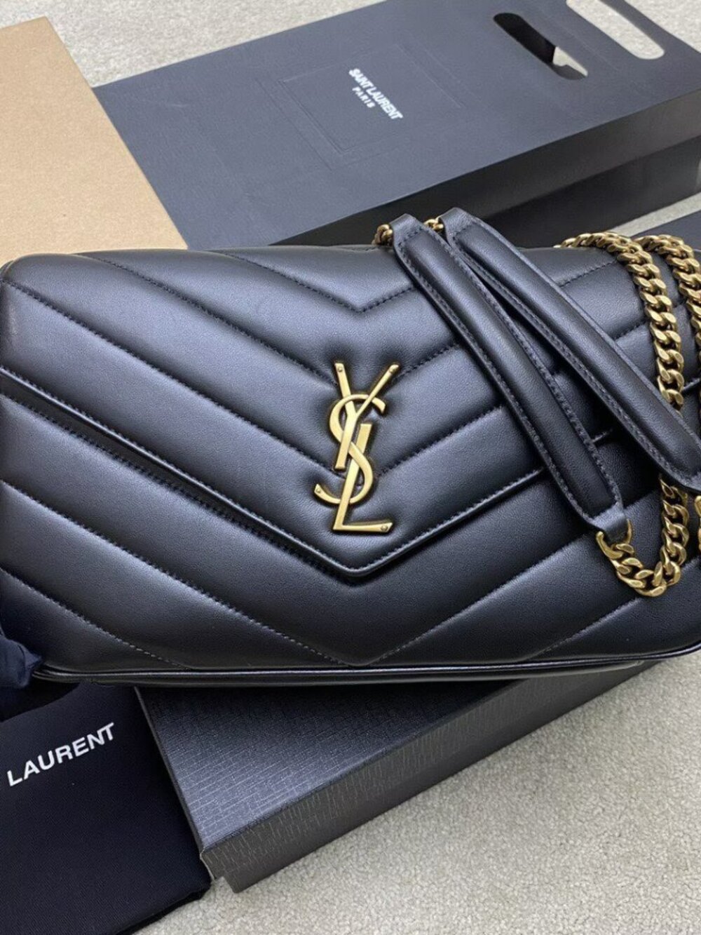 Saint Laurent Black Quilted Leather Shoulder Bag